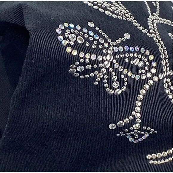 Quacker Factory embellished embroidered butterfly black denim jacket size large - Picture 5 of 7